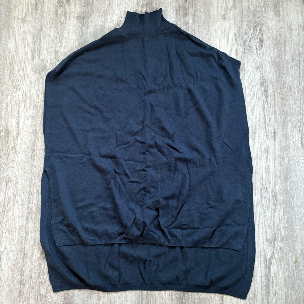Massimo Dutti Dark Blue Turtleneck Sweater Poncho
